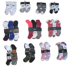 Nike Baby/Toddler 3-Pair/6-Pair Socks; Sizes 6-12M, 12-24M, 3-4.5