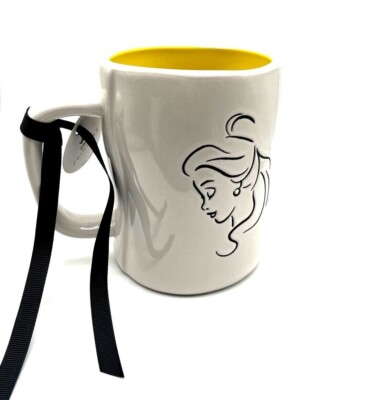 RAE DUNN DISNEY MUG COFFEE TEA MUG BEAUTY & THE BEAST DOUBLE SIDED YELLOW MUG