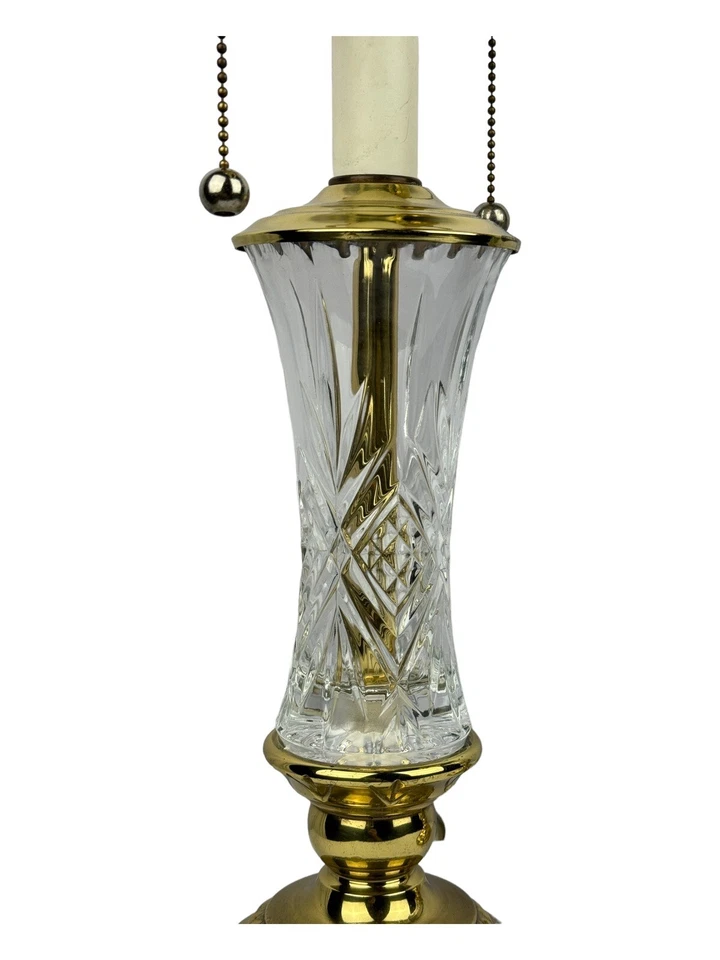 Lot Of 2 Stiffel Crystal Glass & Brass Double Socket Table Lamps - Image 2 of 4