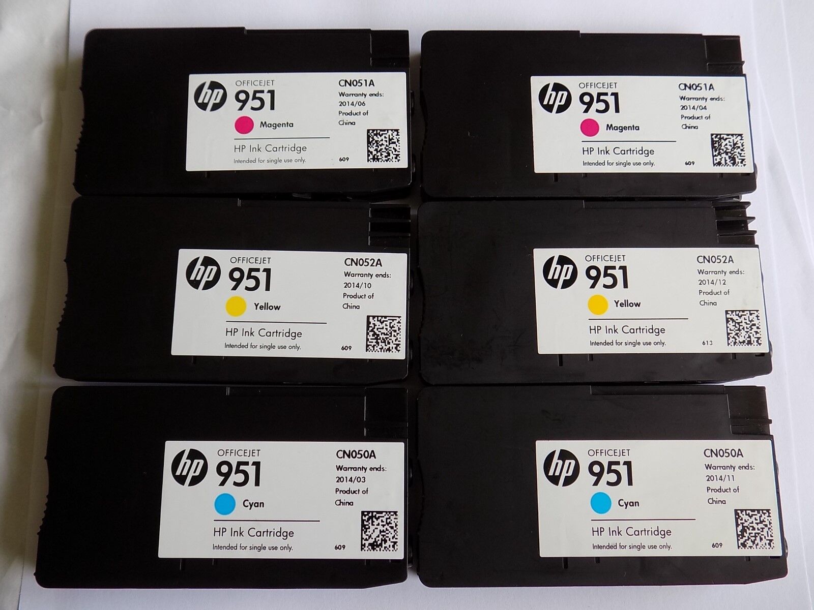 6 Genuine Original HP Empty Virgin Ink Set HP 951 Cartridges Off