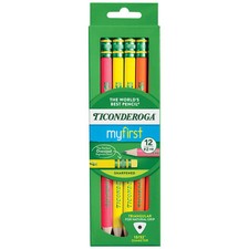 Ticonderoga 12 Pack Neon Beginner Pencils Ergonomic Triangular Design