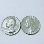 LOT O 2 WASHINGTON SILVER QUARTERS 90% SILVER CIRCULATED COINS FREE SHIP #9348