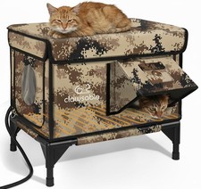 RL-HGJWMX Heated Outdoor Cat House Insulated Waterproof 13x17x18.5"