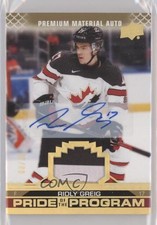 2022 Team Canada Juniors Premium Signatures 8/25 Ridly Greig #76 Patch Auto 06st