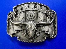 State of Texas Lone Star Longhorn Cow Bull Head Steer 1995 Siskiyou Belt Buckle