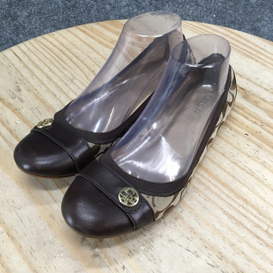 Zapatos Coach para mujer 8,5 Chelsey informales sin cordones de ballet planos de cuero marrón puntera Foto 3 de 4