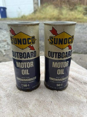 Lot of 2 Vintage Sunoco DX Outboard 50-1 Motor Oil Can Unopened (2) 1 Pint USA