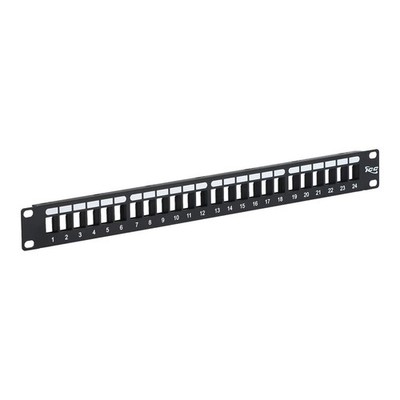 ICC 24 Port Blank Keystone 1U Patch Panel with 19  Metal Rackmount Housing