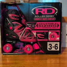 Roller Derby Adjustable Youth Quad Skates Girls Pink/Black 3-6 W346GM