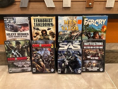 VTG PC-ROM Lot Of 9 Games Manuals SAS Code Honor 2 3 Farcry Men of Valor Heros