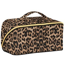 Cheetah Leopard Design Travel Cosmetic Bag, Large Capacity Portable Organizer...
