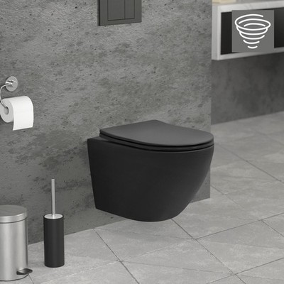 Tornadospülung Wand Hänge WC Toilette kurze Ausladung Softclose Deckel schwarz