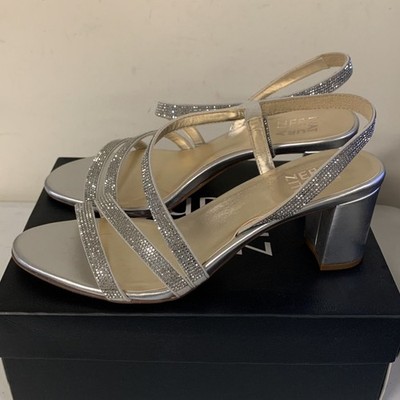 Naturalizer Women Vanessa2 Rhinestone Silver Strappy Heeled Sandal, Size 9M