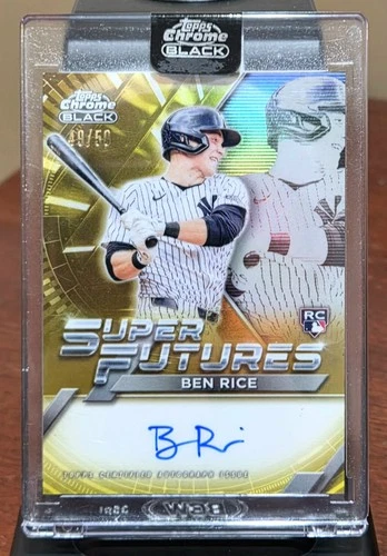 2025 Topps Chrome Black Ben Rice Rookie RC Super Futures Auto Gold Refractor /50