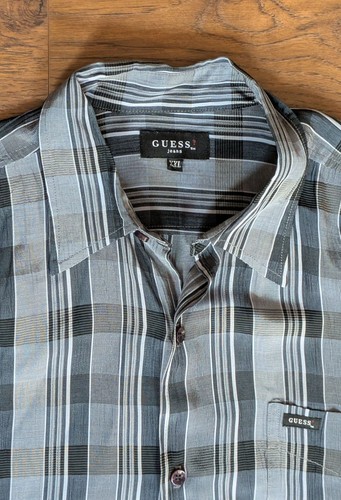 Guess Camicia grigia a quadri manica lunga uomo XXL (28" pit-pit, lunghezza 32", manica 36") - Foto 3 di 5