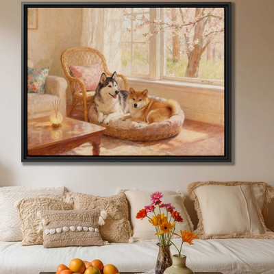 #ad Siberian Husky Oil Painting Wall Art Dog Artwork Print for Living Room Decor $211.11
