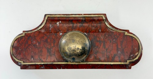 Antique French inkstand – Red marble and bronze – Griffin decoration – ca. 1900 - Picture 18 of 19