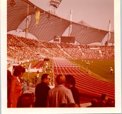 1970s Munich Olympic Stadium Track And Field Event Crowd Vintage Photo