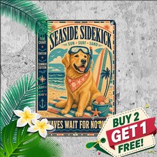 Vizsla Hunting Dog Beach Vacation Sign Pet Lover Wall Metal Tin Plaque
