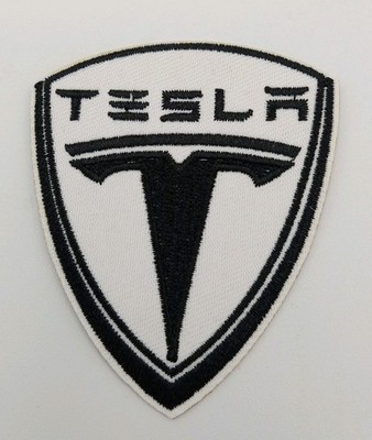 Tesla Shield Iron On Embroidered Black & White Patch TPS0025