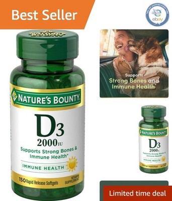 Nature's Bounty Vitamin D3 - Supports Immune Health, 2000IU, 150 ct, Softgels