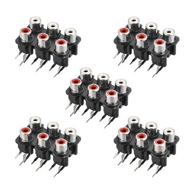 AV Concentric Outlet 6 RCA Female Jack 9-Pin Connector Socket Panel Mount 5pcs