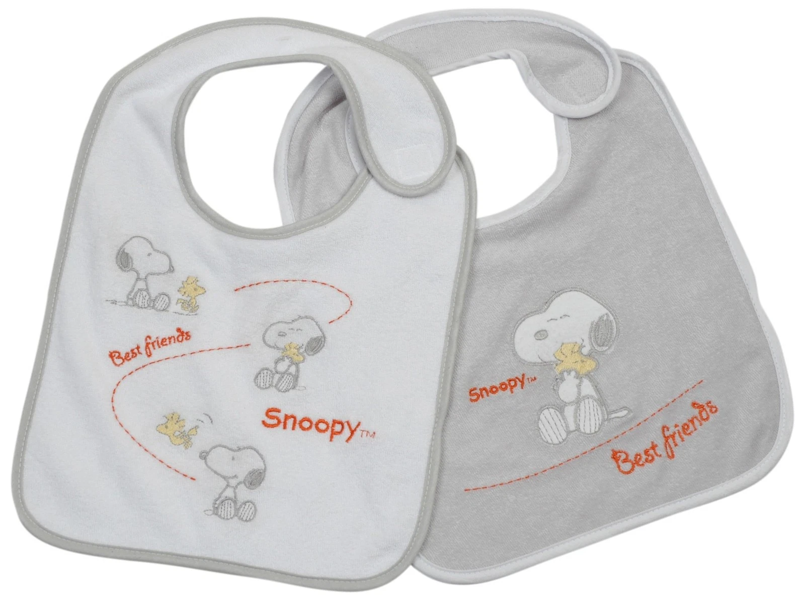 Snoopy 401154/1 Bibs Set of 2 Velcro Sponge with Embroidery