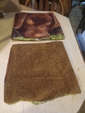 Pair of Brown Puppy Dog Print Decorative Throw Pillows 16 x 16