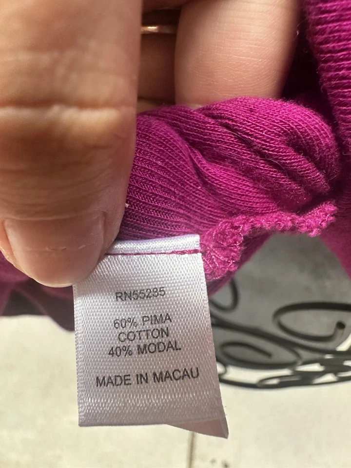 Top Express Mujer Magenta Pima Algodón Talla M Cuello Redondo Manga 3/4 Suave Gitano S Foto 3 de 4