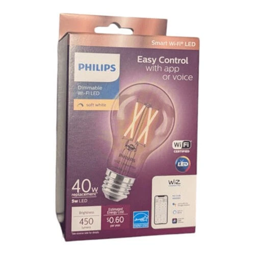 40-Watt Equivalent G16.5 Smart Wi-Fi Vintage Edison LED Light Bulb Tunable Soft - Image 2 of 2