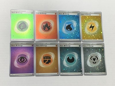 Pokemon 151 Basic Energy Cosmo Holo Complete Card Set (8) SVE 001-008 NM/LP