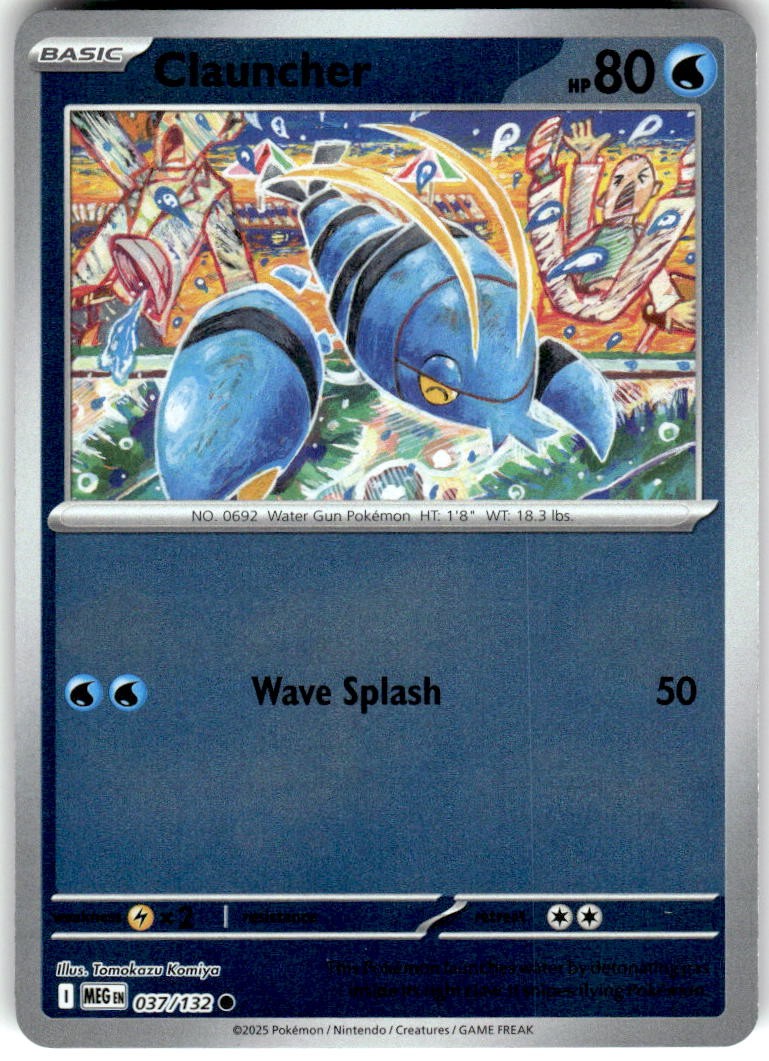Clauncher 037/132 Common Mega Evolution Pokemon Reverse Holo NM/M