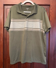 Old Navy Active Core Polo Shirt Green/Tan Short Sleeve Golf Collared Men's Large