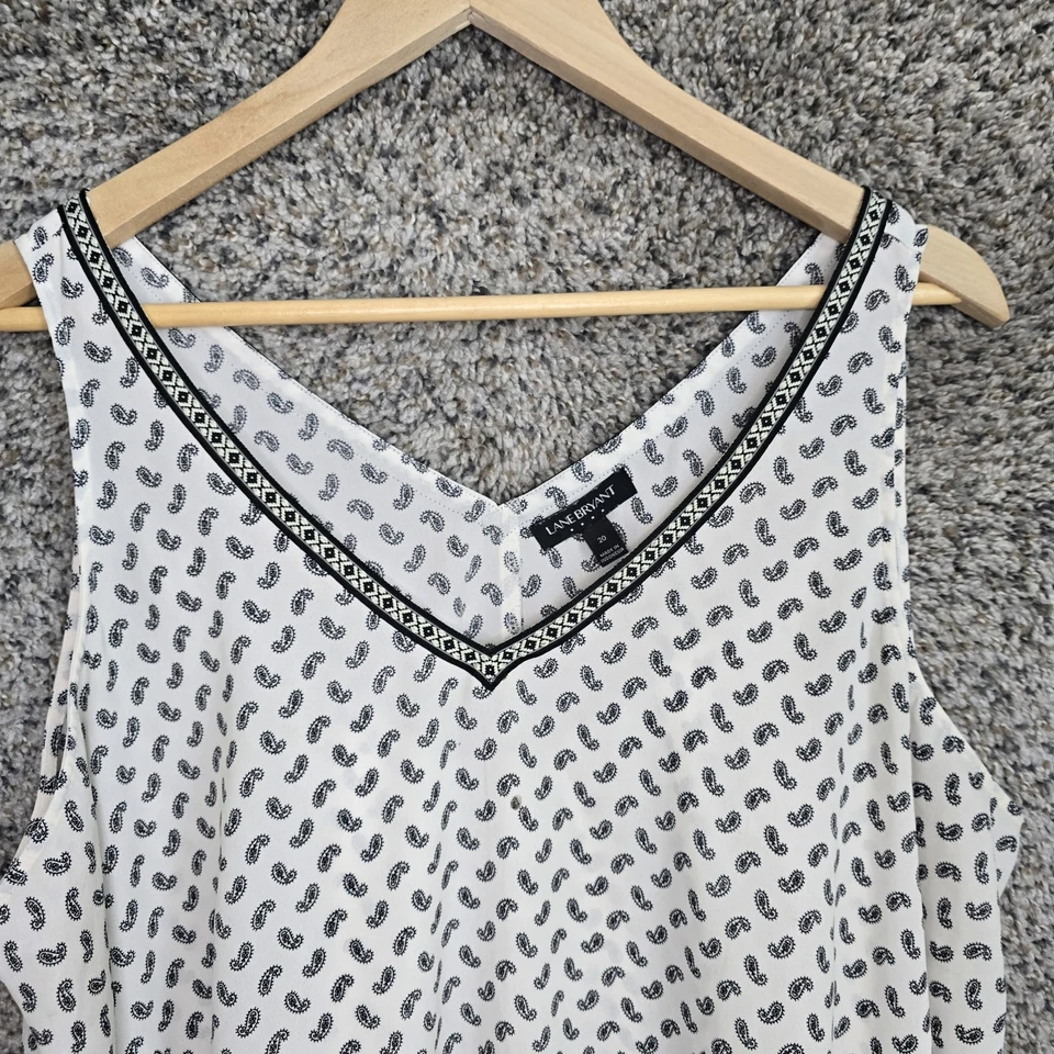 Lane Bryant Top Womens 20 Black Paisley Print Blouse Sleeveless Sheer Ladies - Image 4 of 4