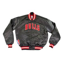 Giacca bomber vintage starter Chicago Bulls raso uomo grande nero anni 80 Varsity