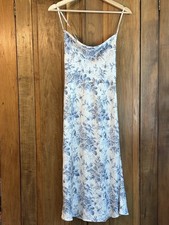 Cider S Blue & White Floral Slip Midi Dress Bridal Soft Cottagecore Feminine