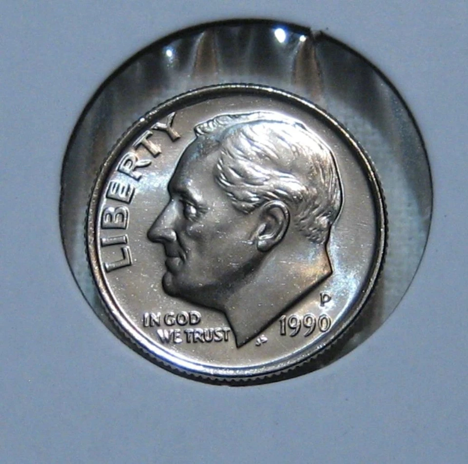 1990-P "FB/FT" FULL BAND/TORCH BU GEM ROOSEVELT DIME MUST SEE BEAUTIFUL DIME - Image 4 of 4