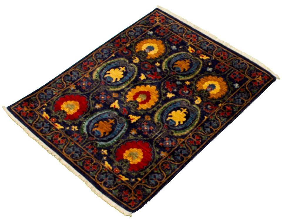 Hand Knotted Area Rug 4'2" x 5'3" Traditional Oriental Wool Carpet - Image 4 of 4