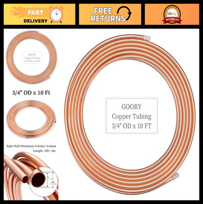 GOORY Copper Tubing 3/4'' OD x 10 Ft ACR Refrigeration HVAC Soft Coil