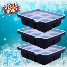 3 Packs Large Silicone Ice Cube Tray, Easy-Release Ice Cube Moulds 6 Ice Cubes