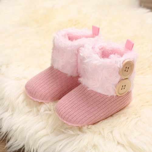 Crib Pram Shoes Snow Booties Winter Baby Girl 0-18M Newborn Warm Fur Lined Boots - Picture 20 of 31