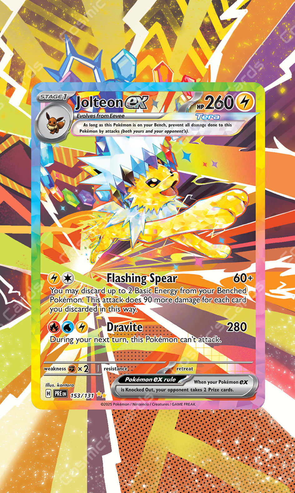 Jolteon ex · Prismatic Evolutions 153 Display Case Extended Art for Pokemon Card