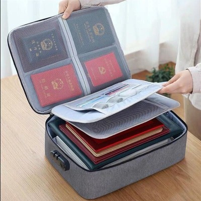 Fireproof Document Box with Lock Waterproof File Storage Organizer Box Safe Bag