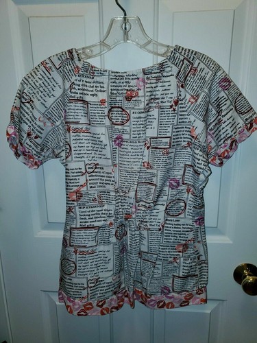 KOI by Kathy Peterson Women’s pink/raspberry cotton v-neck scrub top x-small - Picture 3 of 5