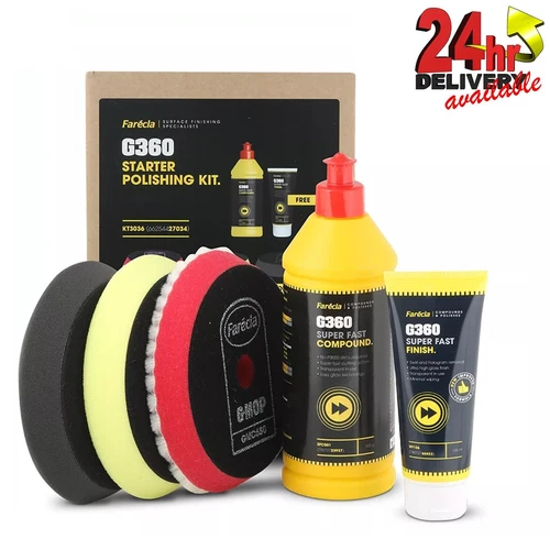 Farecla G360 Starter Polishing Kit - Super Fast Compound, Finish & Pads - KT3036
