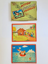 1950 Inlaid Action Jiggle-Saw Puzzles Milton Bradley 4125-2 Three Little Pigs