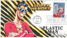 AO-4084g-3, 2006, DC Comics Super Heroes, Plastic Man, FDC, Add-on Cachet, Stand