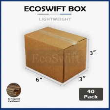 40-Box 6x3x3 EcoSwift Cardboard Packing Moving Shipping Box Corrugated Carton