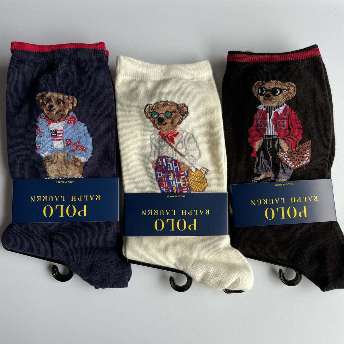 Polo Ralph Lauren Women's Polo Bear Trouser Socks Lot of 3 Pairs