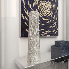 Floor Vase Modern Silver Ceramic Glam Bubble Texture Trumpet-Inspired Unique 25"